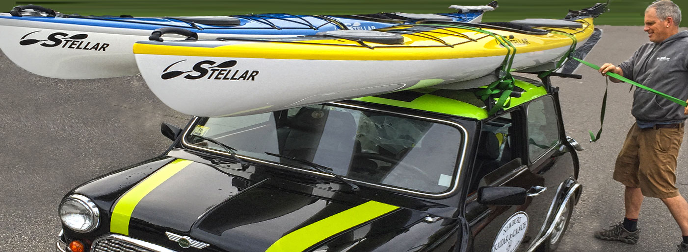 stellar kayaks on a mini cooper